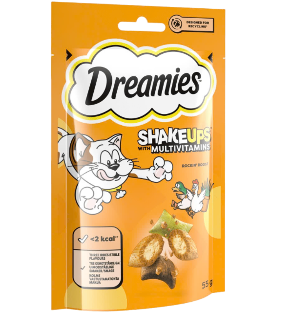 Dreamies Shake Ups Multivitamins Cat Treats Poultry & Catnip Flavour (Rockin' Roost) 60g