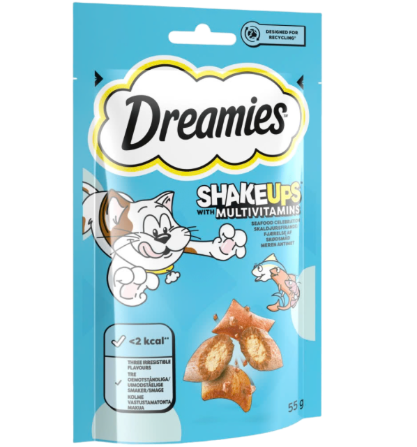 Dreamies Shake Ups Multivitamins Cat Treats Seafood Flavour 60g
