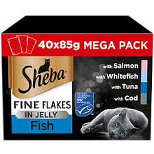 sheba fine flakes in jelly fish collection (40 x 85g pouches)